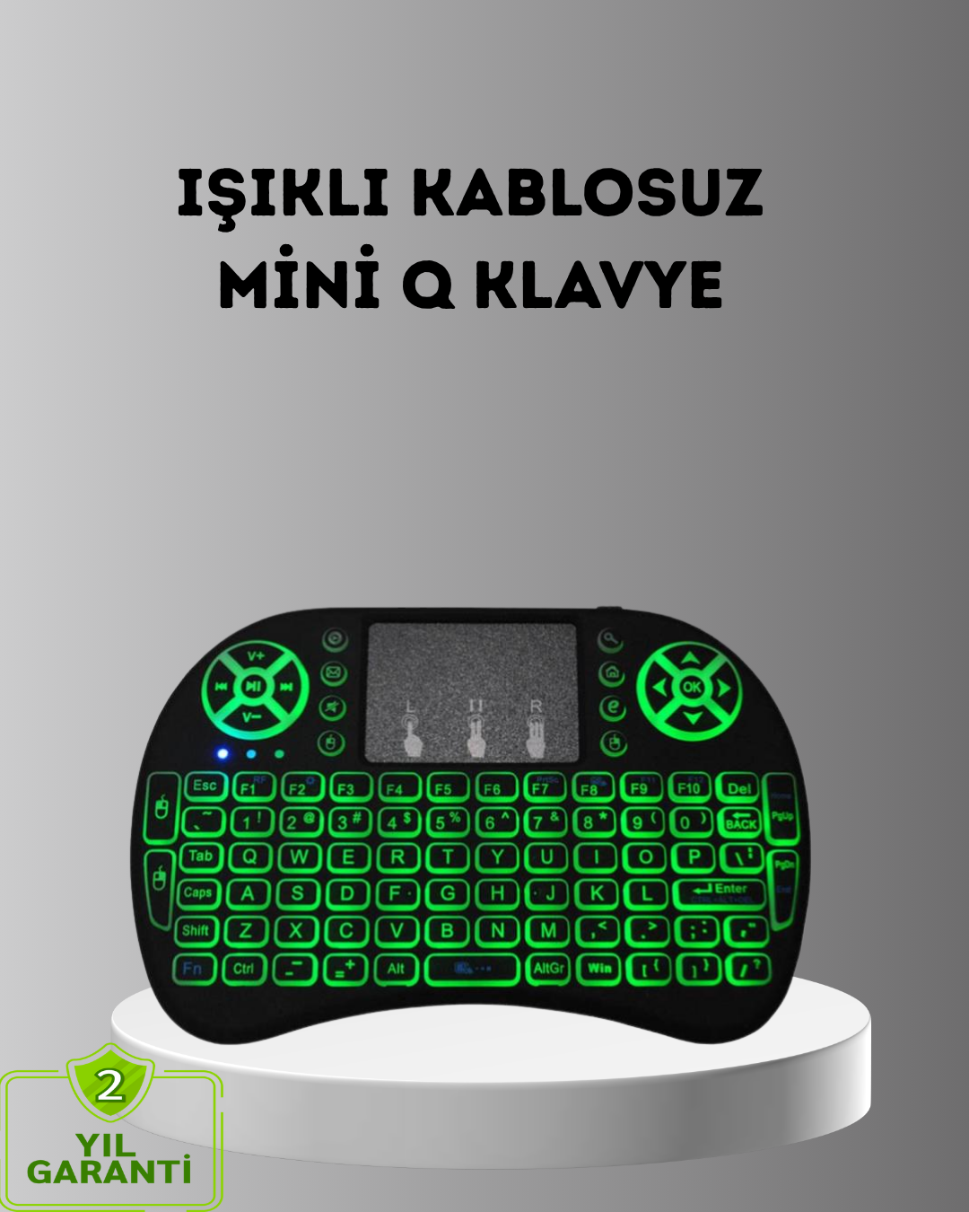 LED Işıklı Q Klavye – Touchpad, Numerik Tuş Takımı ve Multimedya Kısayolları