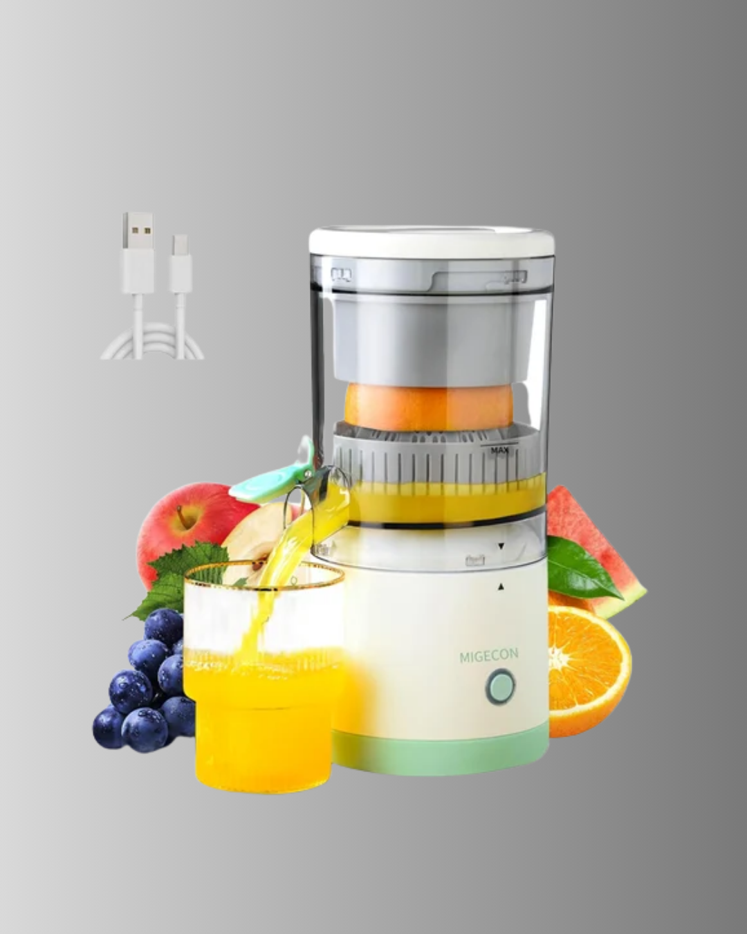 Taşınabilir Şarjlı Katı Meyve Sıkacağı – 45W Güç, 18000 RPM Hız, 400 mL Kapasite