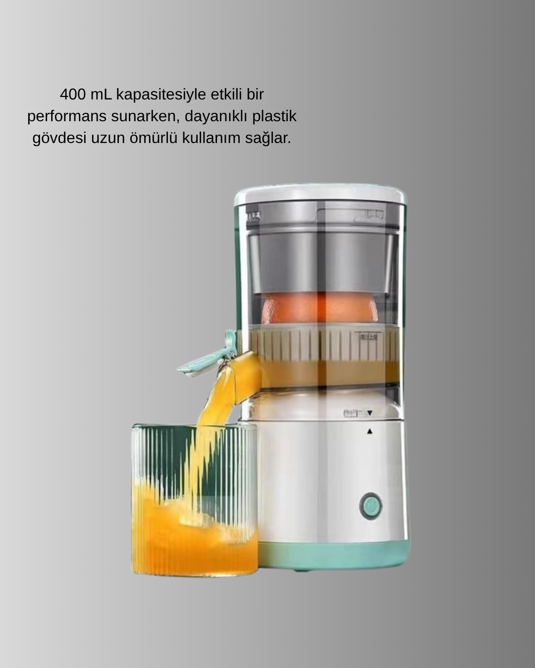 Taşınabilir Şarjlı Katı Meyve Sıkacağı – 45W Güç, 18000 RPM Hız, 400 mL Kapasite