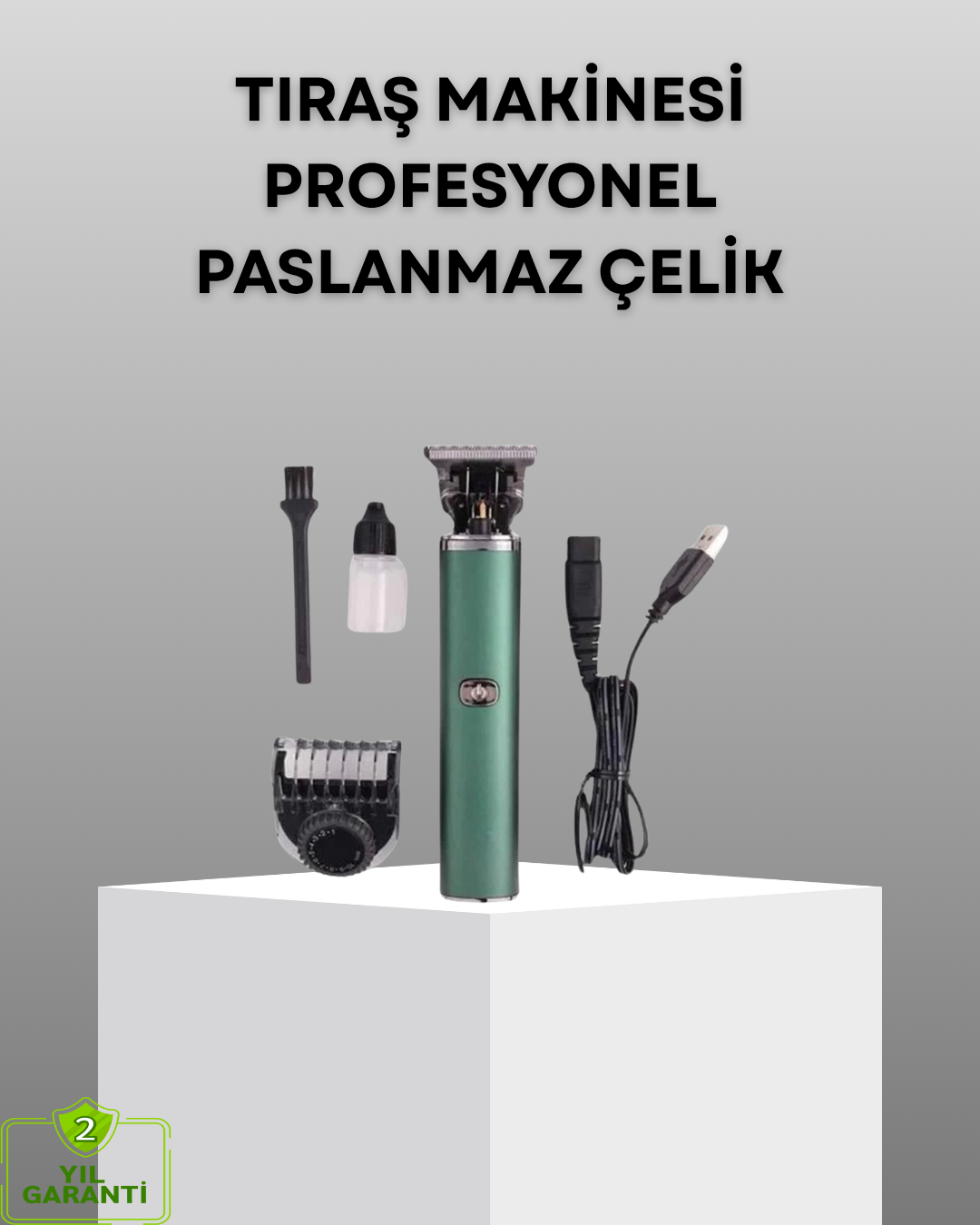 Profesyonel Şarjlı Tıraş Makinesi – 180 Dakika Kullanım, 2.5 Saat Hızlı Şarj, Evrensel USB Şarj Girişli