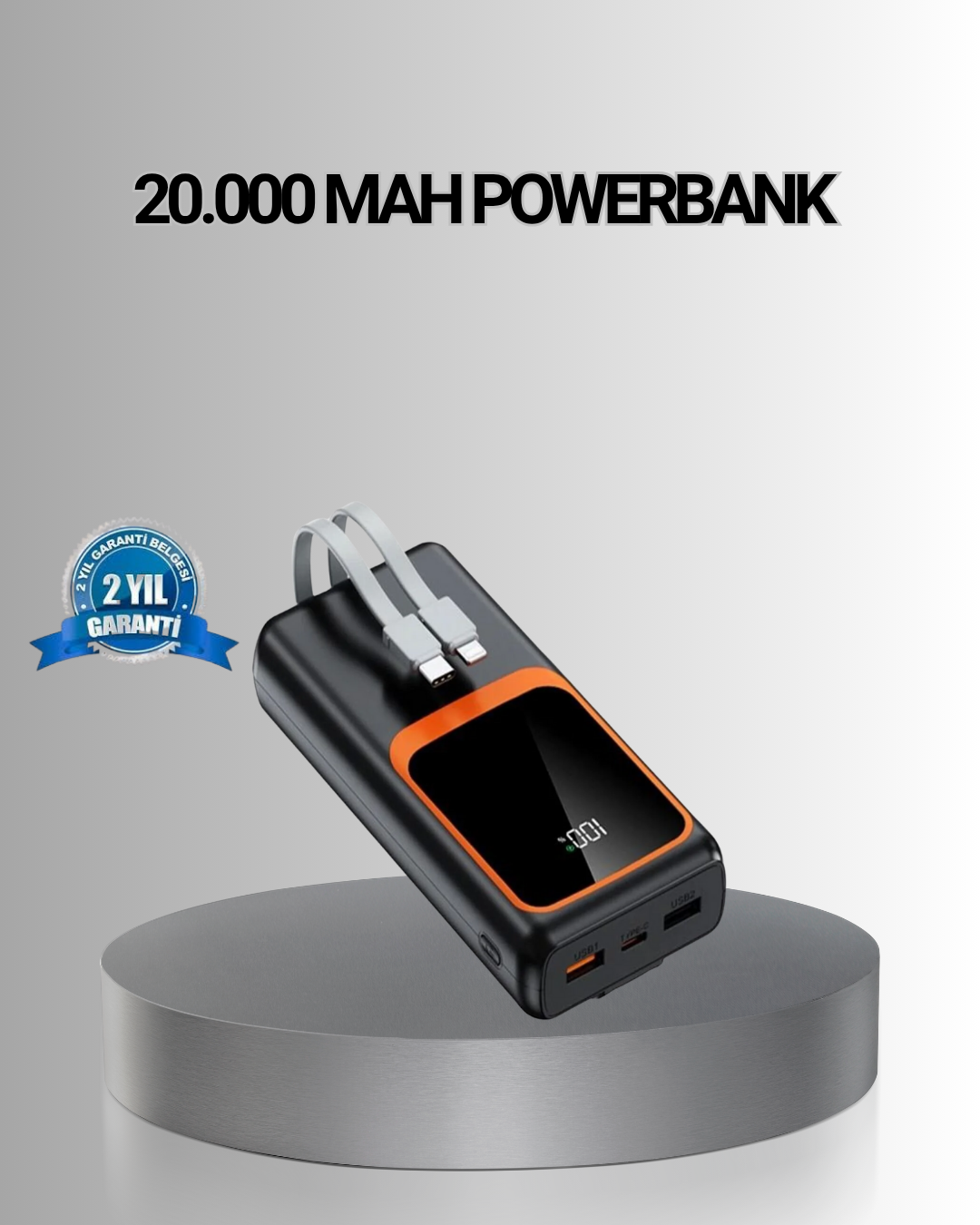 Powerbank 20000 mAh Yüksek Kapasiteli ve 22.5W Hızlı Şarj Destekli