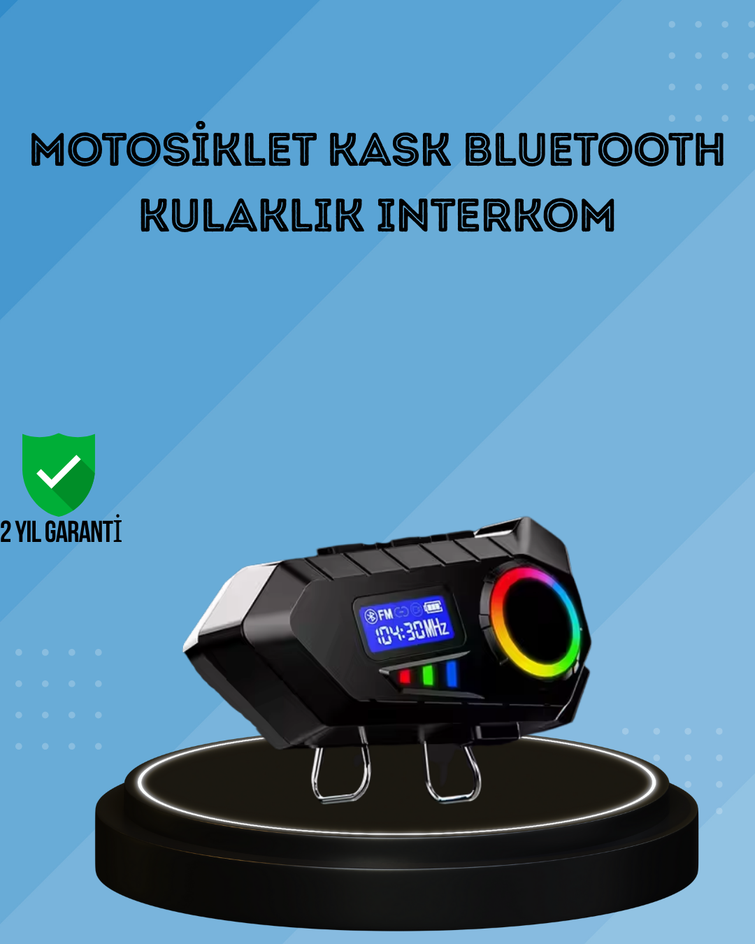 500mAh Bataryalı Bluetooth 5.4  İnterkom LED Ekranlı FM...