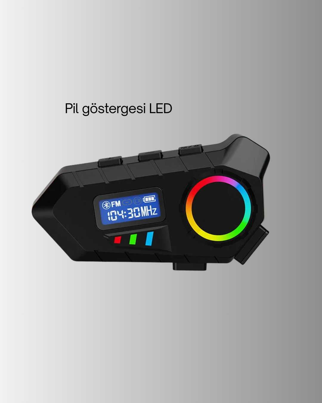 500mAh Bataryalı Bluetooth 5.4  İnterkom LED Ekranlı FM Destekli