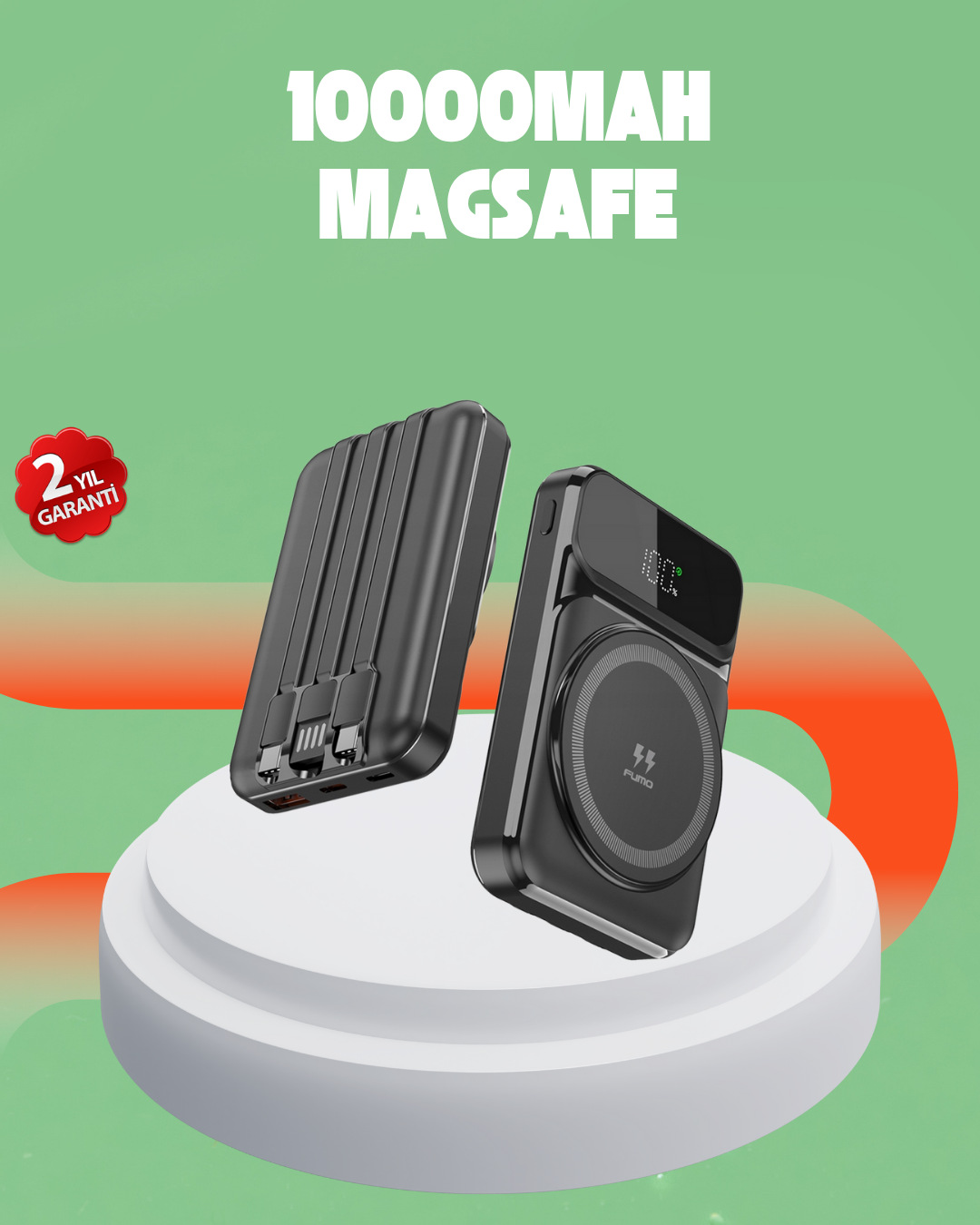 10000 mAh Kablosuz Hızlı Şarj Destekli Powerbank – 15W, PD20W, Type-C Girişli