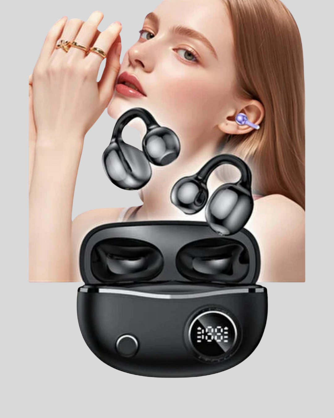 Ergonomik Klipsli Kablosuz Kulaklık – 30 Saat Pil ve Dokunmatik Kontrol Özelliği