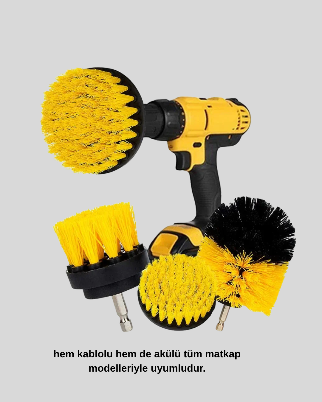 3’lü Matkap Ucu Fırça Seti – Derinlemesine Temizlik, Tüm Yüzeylerle Uyumlu
