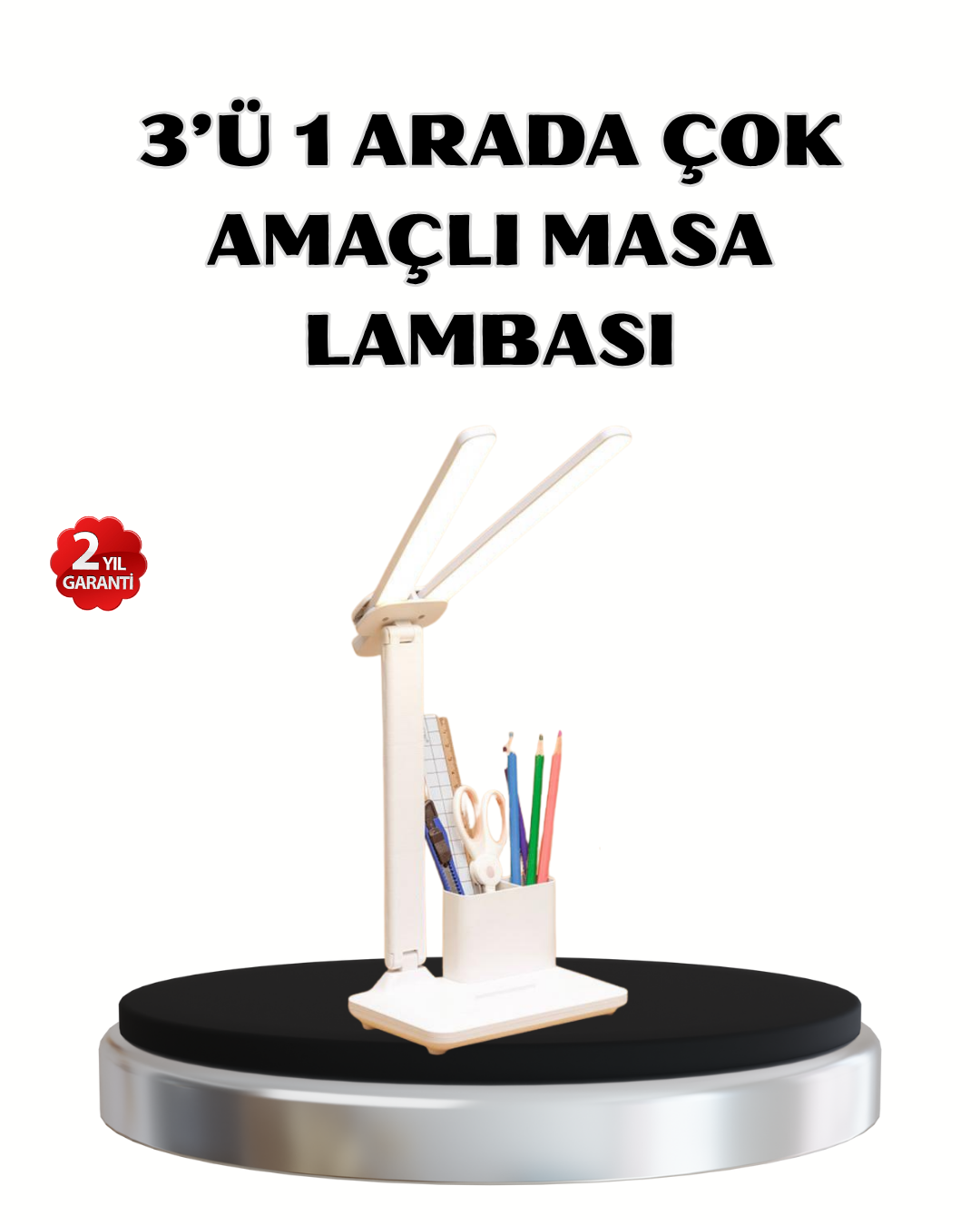 Kalemlik ve Telefon Standlı Masa Lambası – Kısılabilir LED Işık, Göz Dostu Tasarım