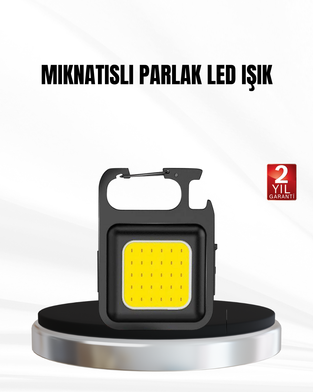 Şarjlı COB LED Anahtarlık Fener – 4 Modlu, Manyetik ve Katlanabilir Standlı