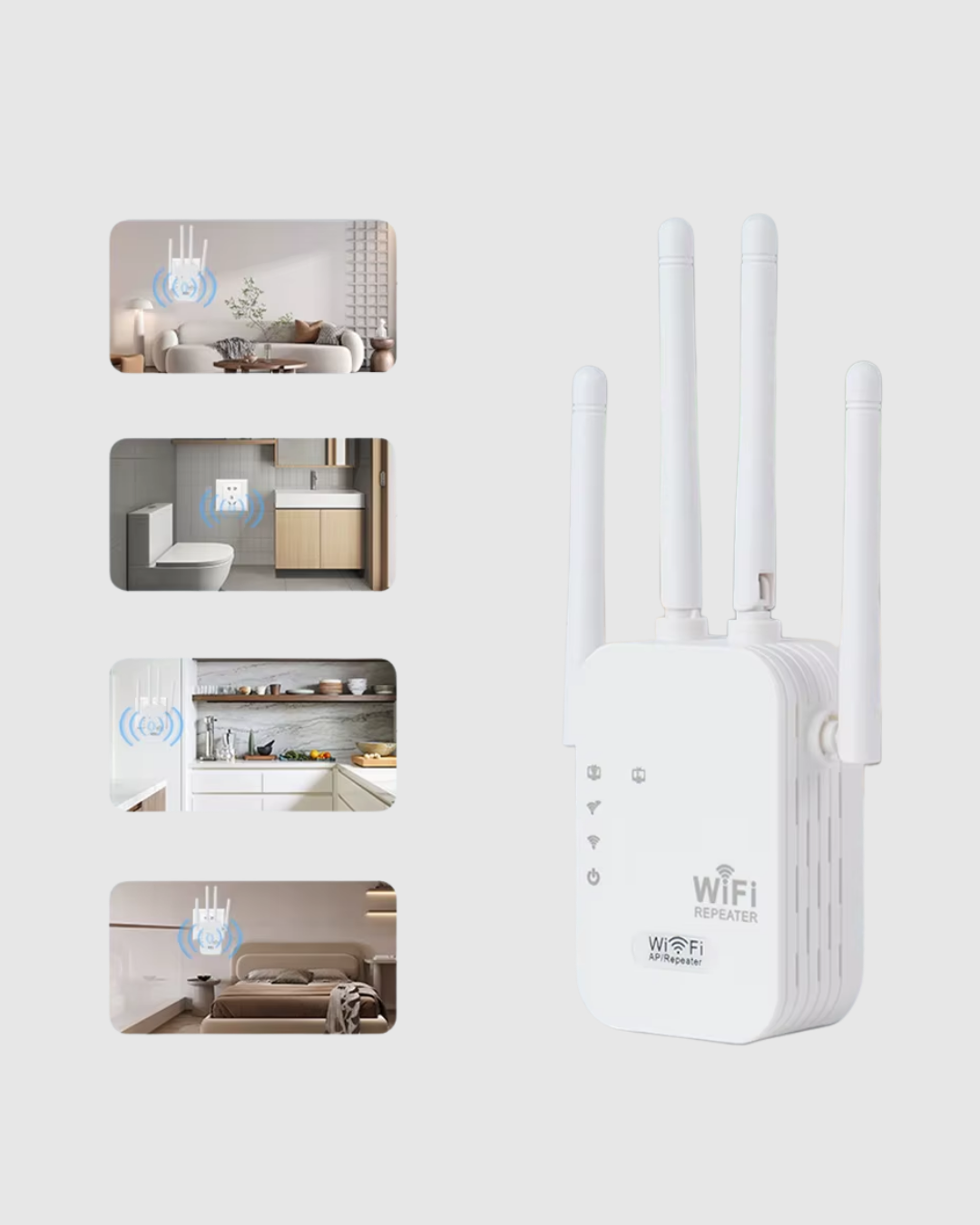300Mbps WiFi Menzil Genişletici 4 Antenli WPA3 Güvenlikli Priz Tipi Repeater
