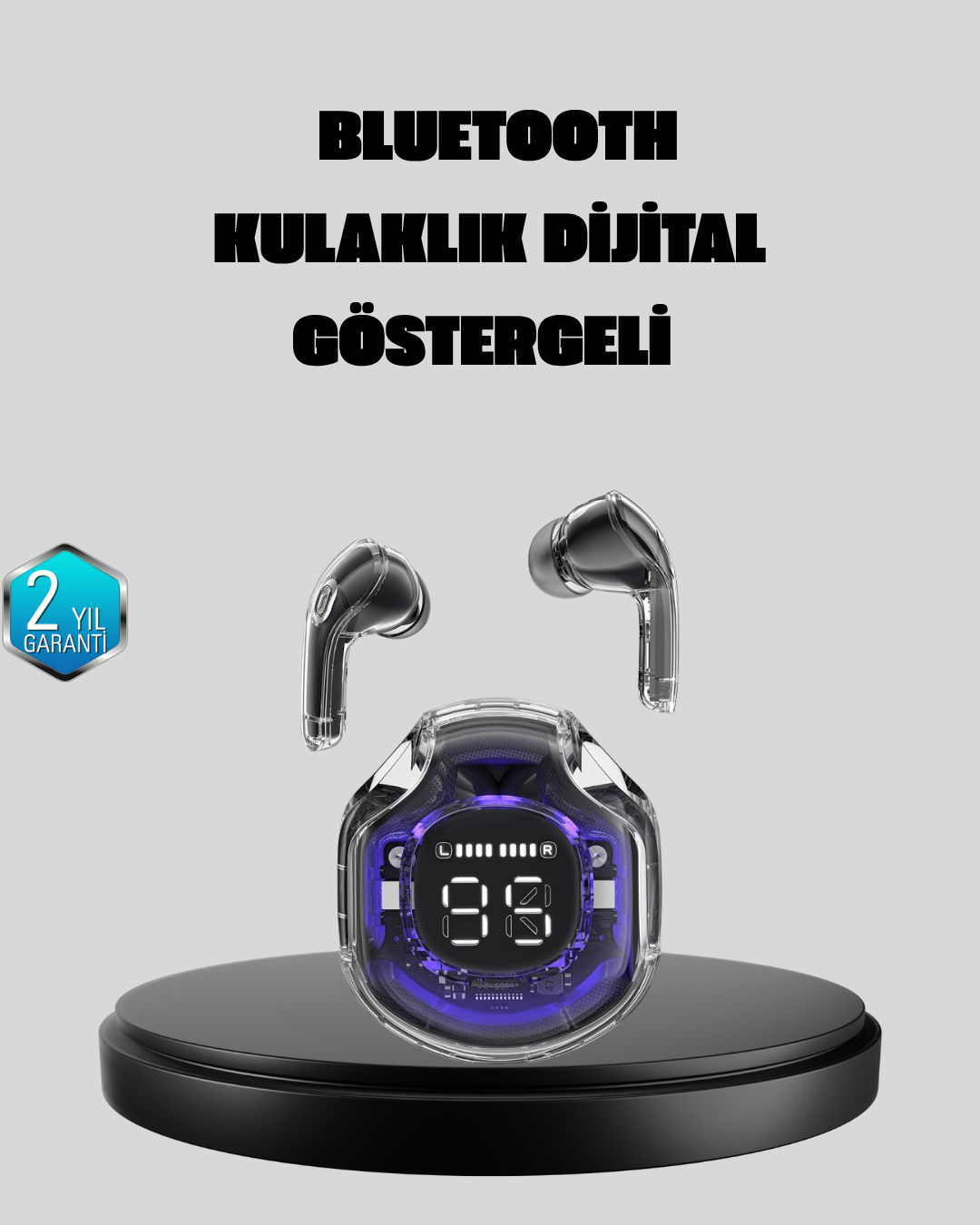 ENC Mikrofonlu Kablosuz Kulaklık Dokunmatik Kontrol ve LED Ekran Şarj Kutulu