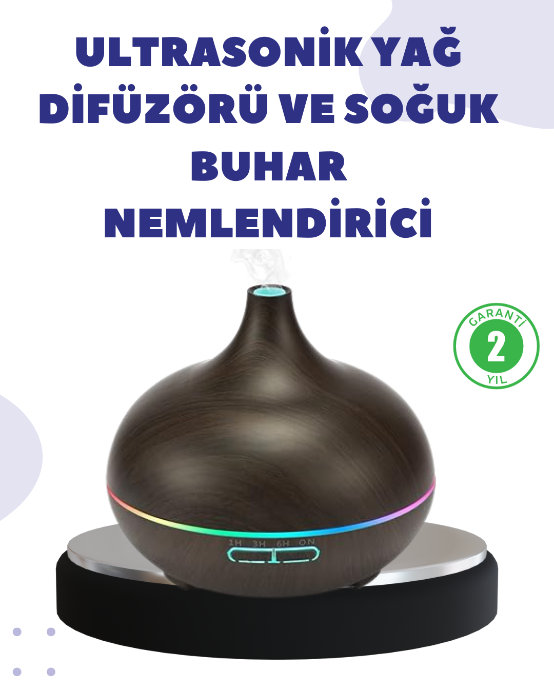 BN01 Uçucu Yağ Uyumlu Renkli LED Işıklı Nemlendirici