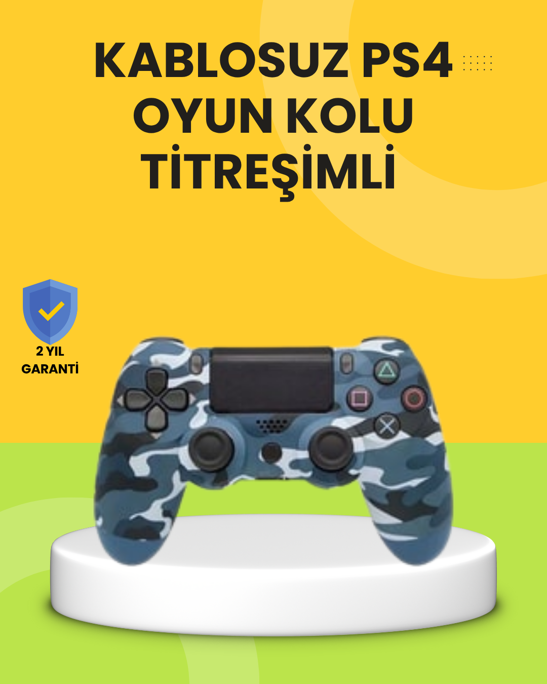 PS4 Uyumlu Kablosuz Oyun Kolu Ergonomik Çift Titreşimli