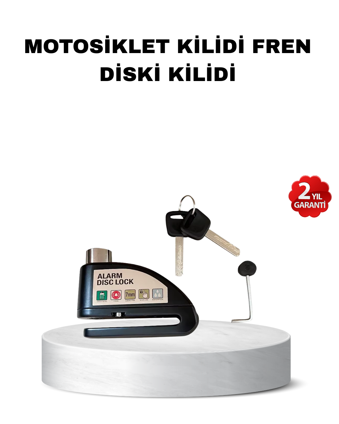 110 dB Alarmlı Disk Fren Kilidi Su Geçirmez Çelik Gövde Motosiklet Güvenlik