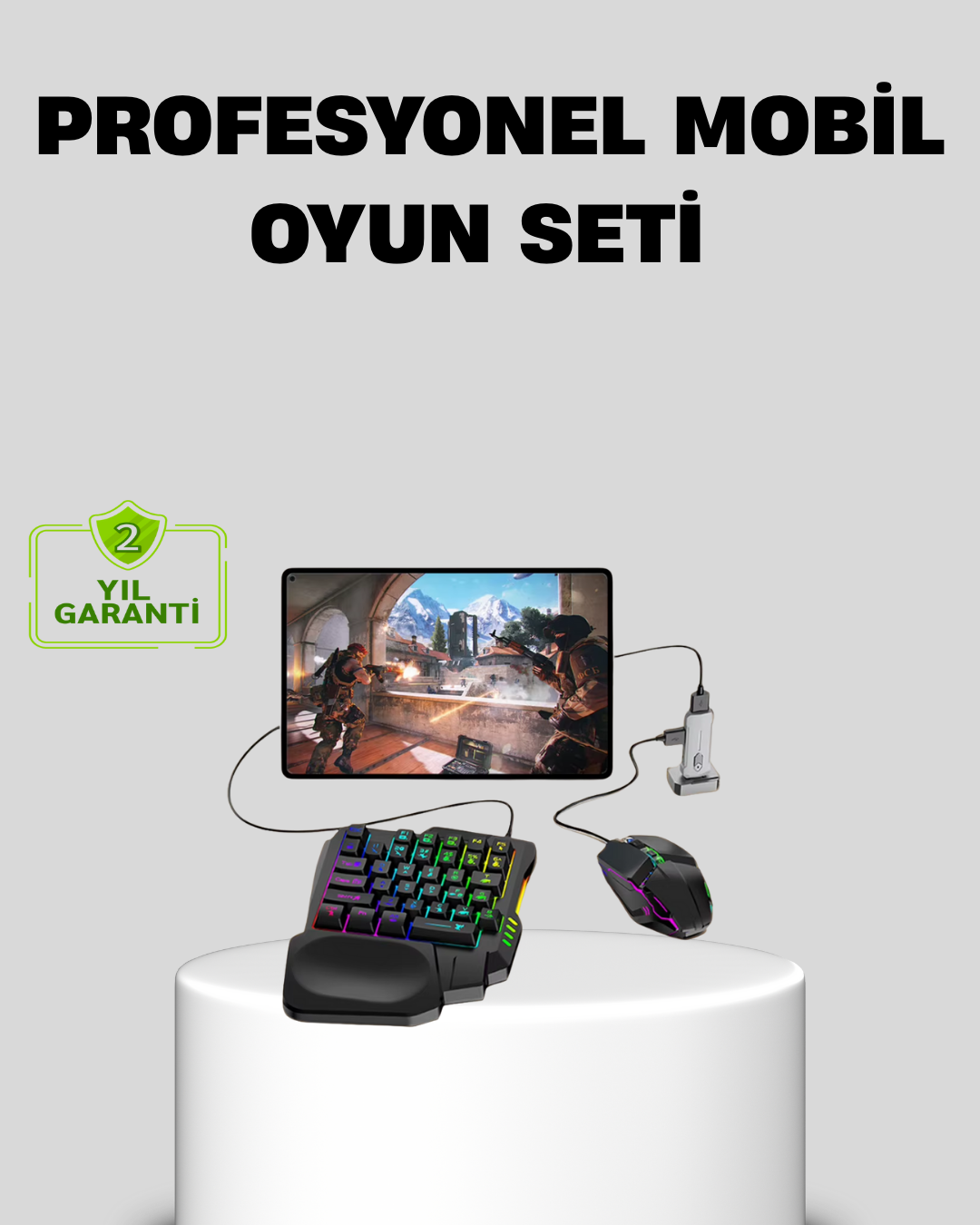 5’i 1 Arada Mobil Oyun Seti Bluetooth 5.3 Klavye Mouse Dönüştürücü Gaming Kit