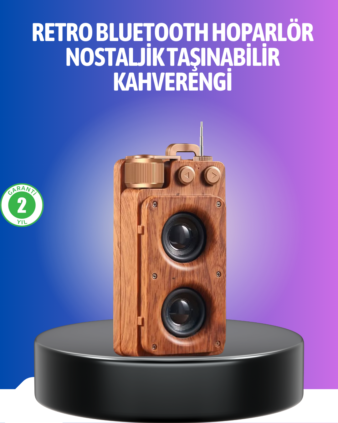 Vintage Tasarımlı Bluetooth Hoparlör Uzun Pil Ömürlü ve FM Destekli