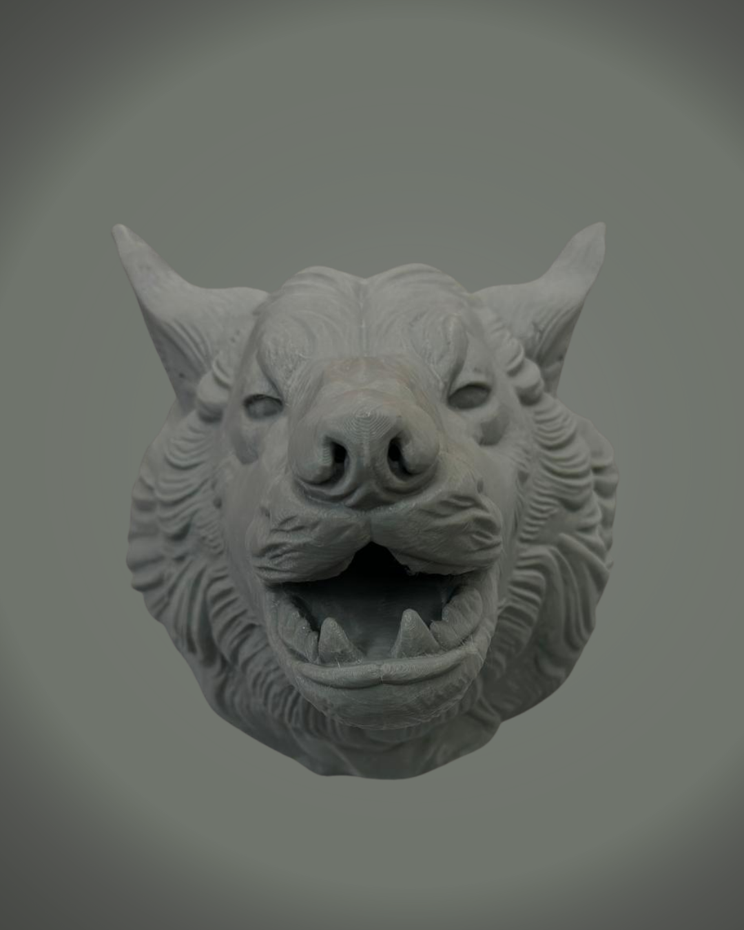 Asılabilir Gri Kurt Heykeli Ev Ofis Duvar Süslemesi Dekoratif