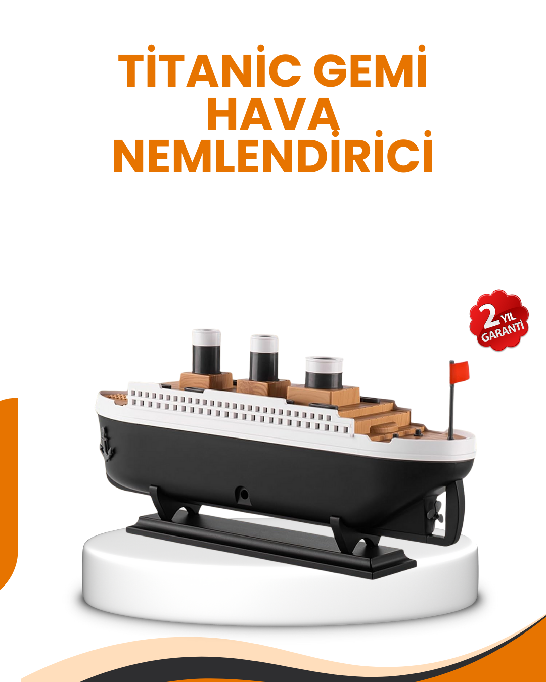 7 Renk Ortam Işıklı Dekoratif Gemi Tasarım Hava Nemlendirici Difüzör