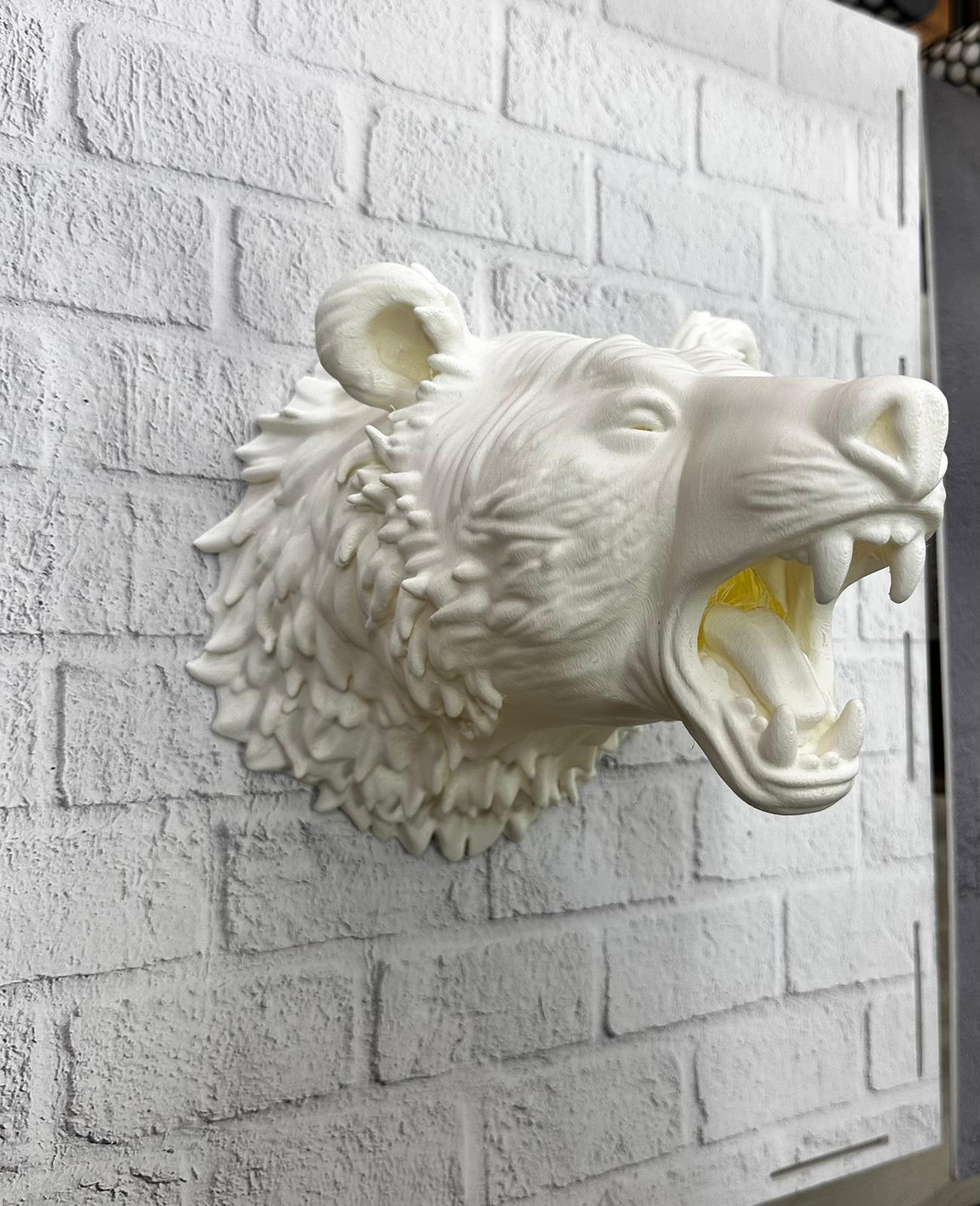 Dekoratif Beyaz Ayı Duvar Heykeli Asılabilir Hediyelik 25x19 cm