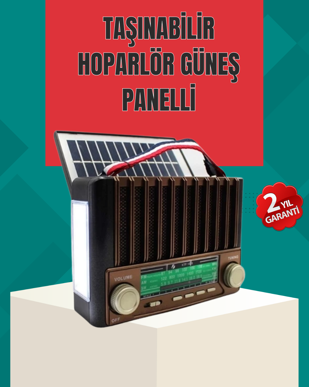 Nostaljik Tasarımlı Solar Şarjlı Radyo AM FM SW ve Bluetooth