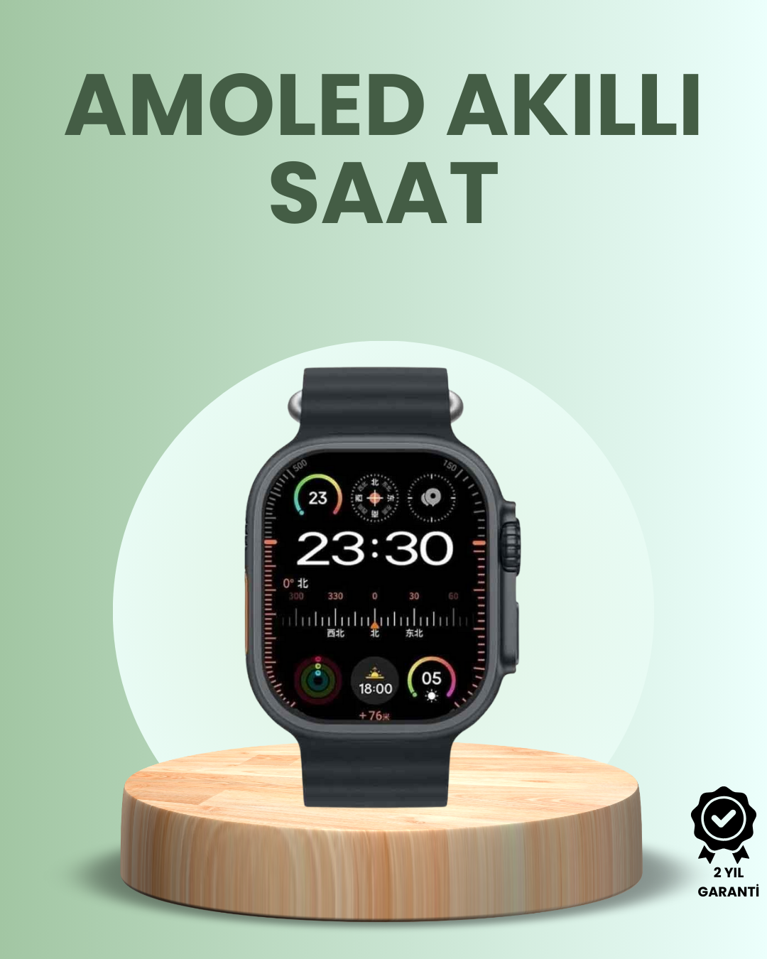 Ultra Akıllı Saat AMOLED Display 15 Gün Dayanıklı Batarya