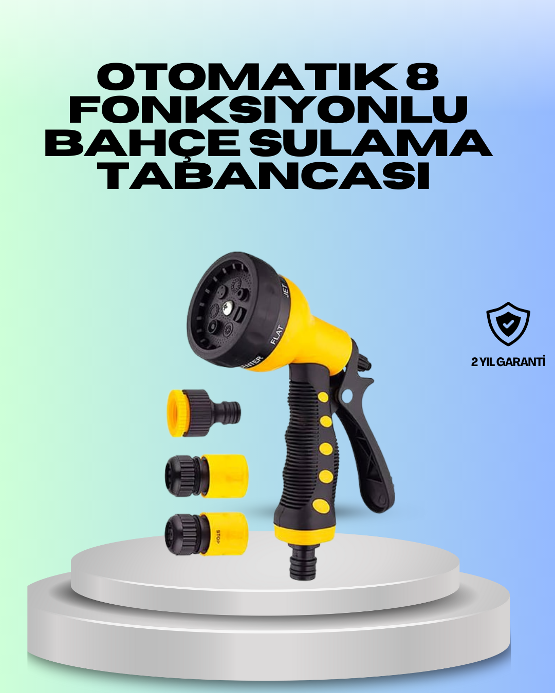 Ayarlanabilir Basınçlı 8 Modlu Bahçe Sulama Tabancası Hortum Aparatı