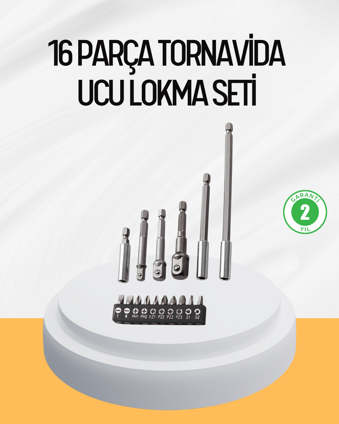 Ergonomik 16 Parça Bits Tornavida Uç ve Adaptör Seti