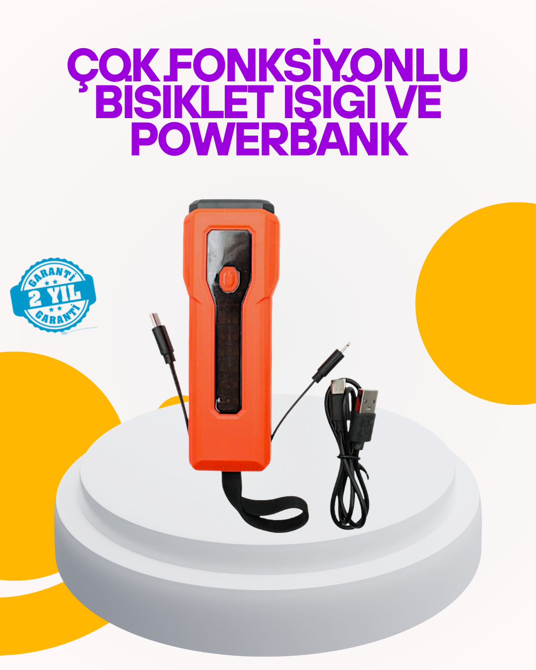 Su Geçirmez Bisiklet Işığı 5000 mAh Powerbankli Ön Far