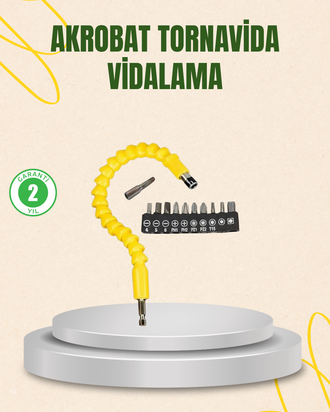 12 Parça Akrobat Vidalama Uç Seti Esnek Dar Alan Kullanım