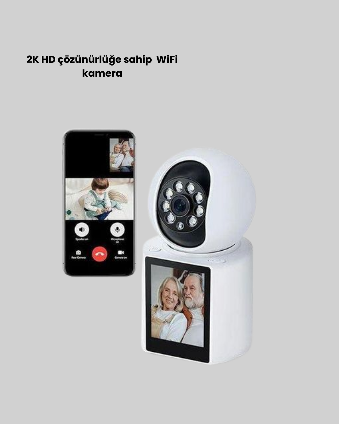 WiFi İç Mekan Kamera 2K Gece Görüşlü Çift Yönlü Görüntü Konuşma Destekli