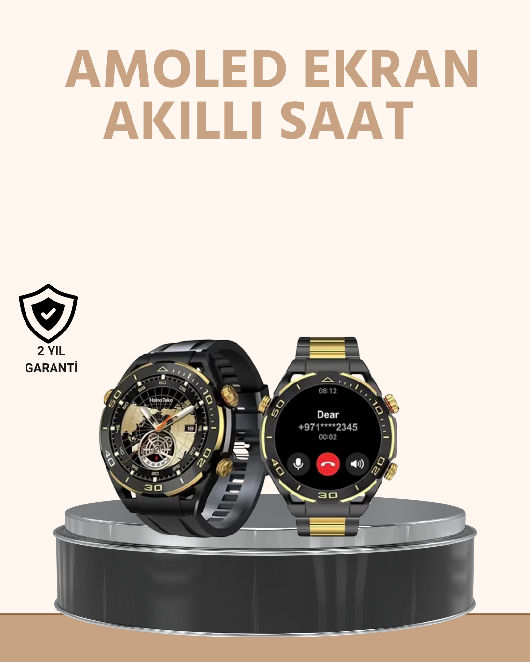 Amoled Ekran Akıllı Saat Uyku Nabız Adım Ölçer Su Geçirmez