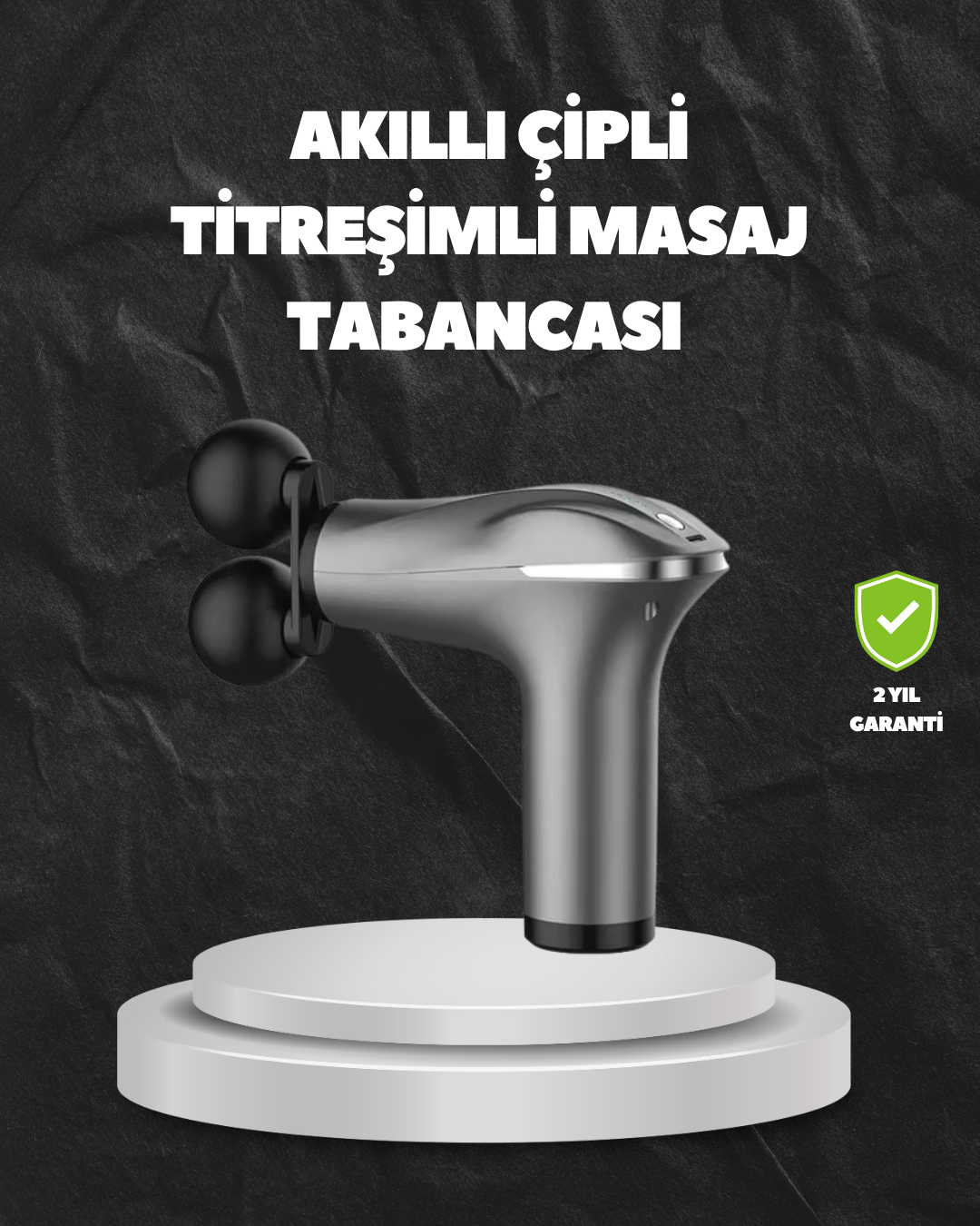 4 Başlıklı Şarjlı Masaj Tabancası Bel Sırt Boyun Bacak Kas Rahatlatıcı