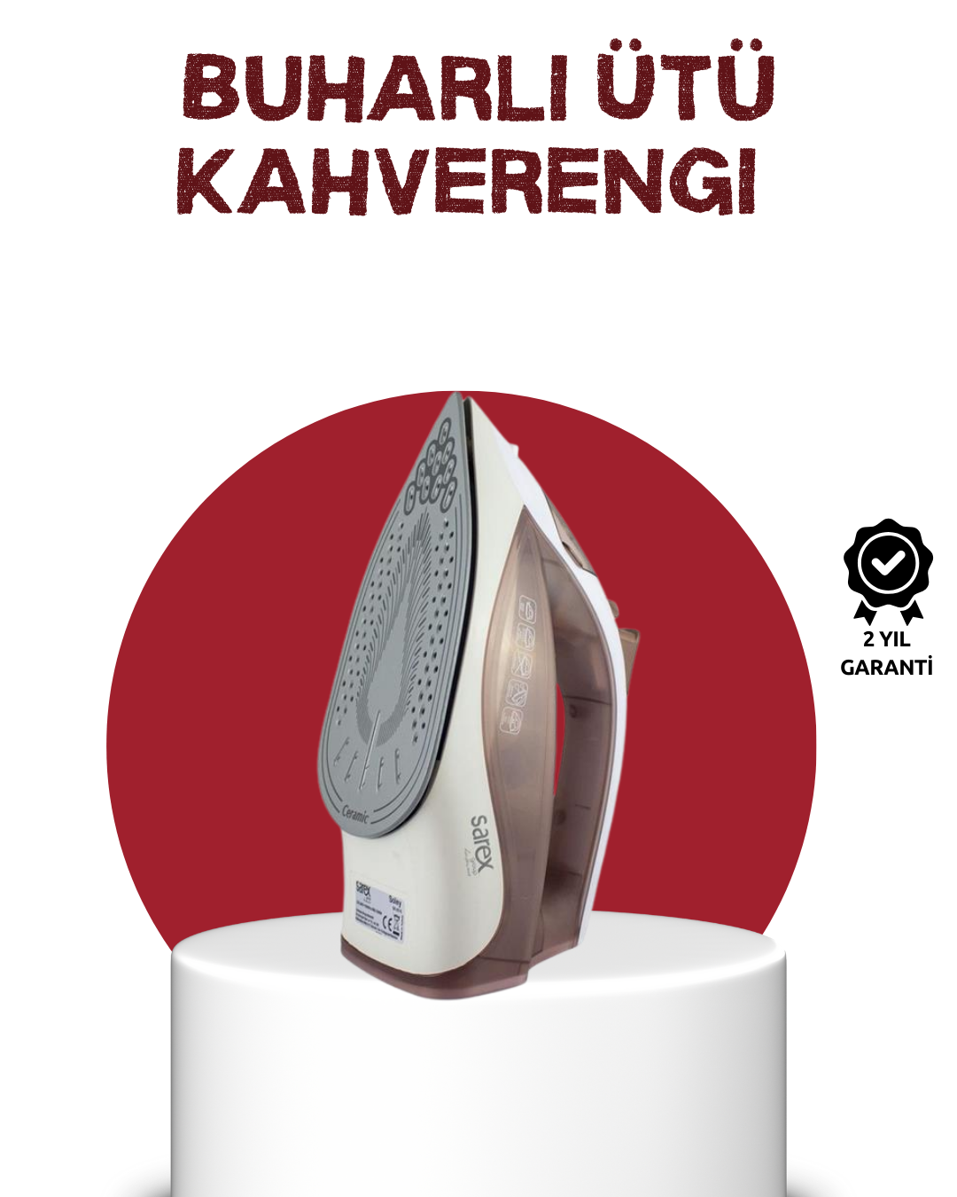 Seramik Tabanlı Buharlı Ütü 2200W Dikey Ütüleme 300ml Kahverengi