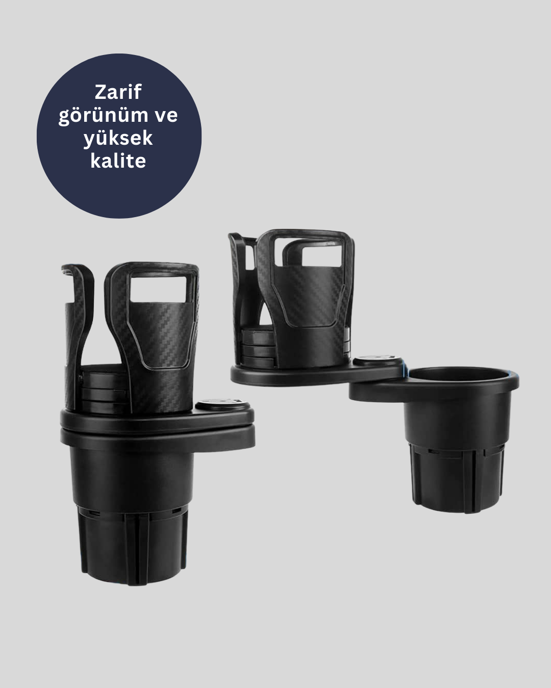 Araba Çift Bardak Tutucu 360° Dönebilen İkisi Bir Arada Ayarlanabilir