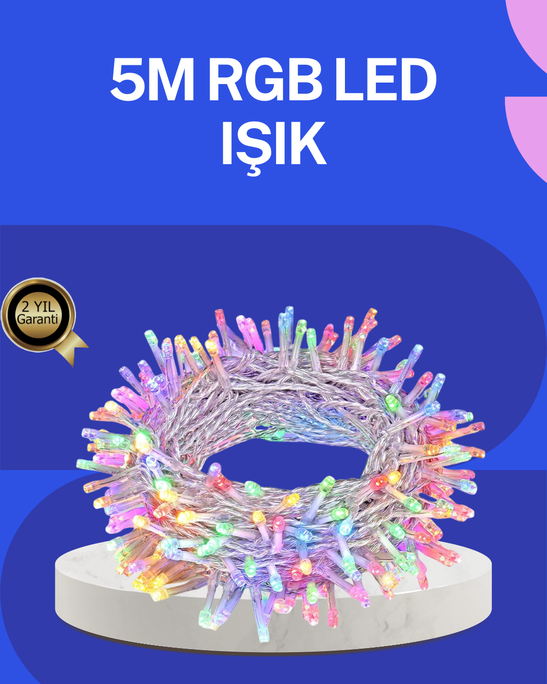 5 Metre Şeffaf Kablo LED Peri Işığı 50 Ampullü Dekoratif Led