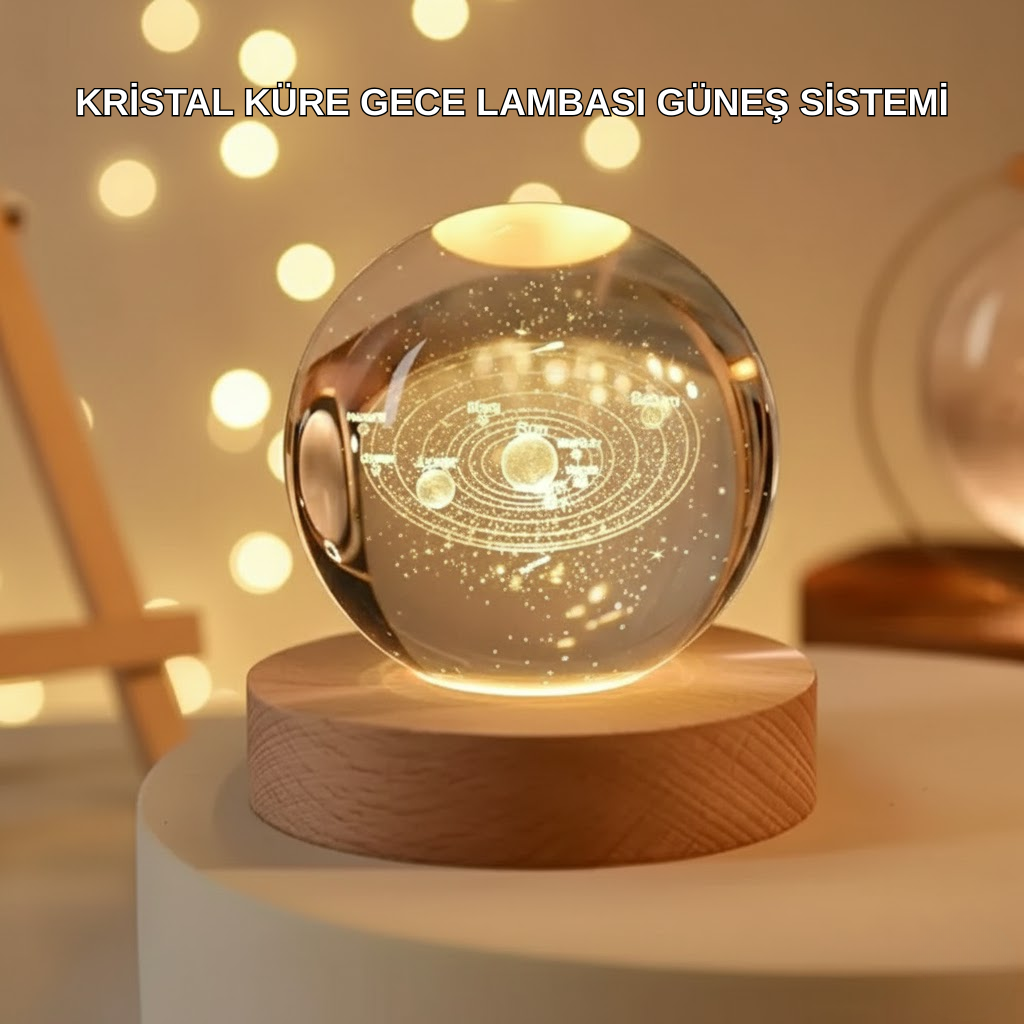 USB Bağlantılı Işıklı Kristal Küre Moder