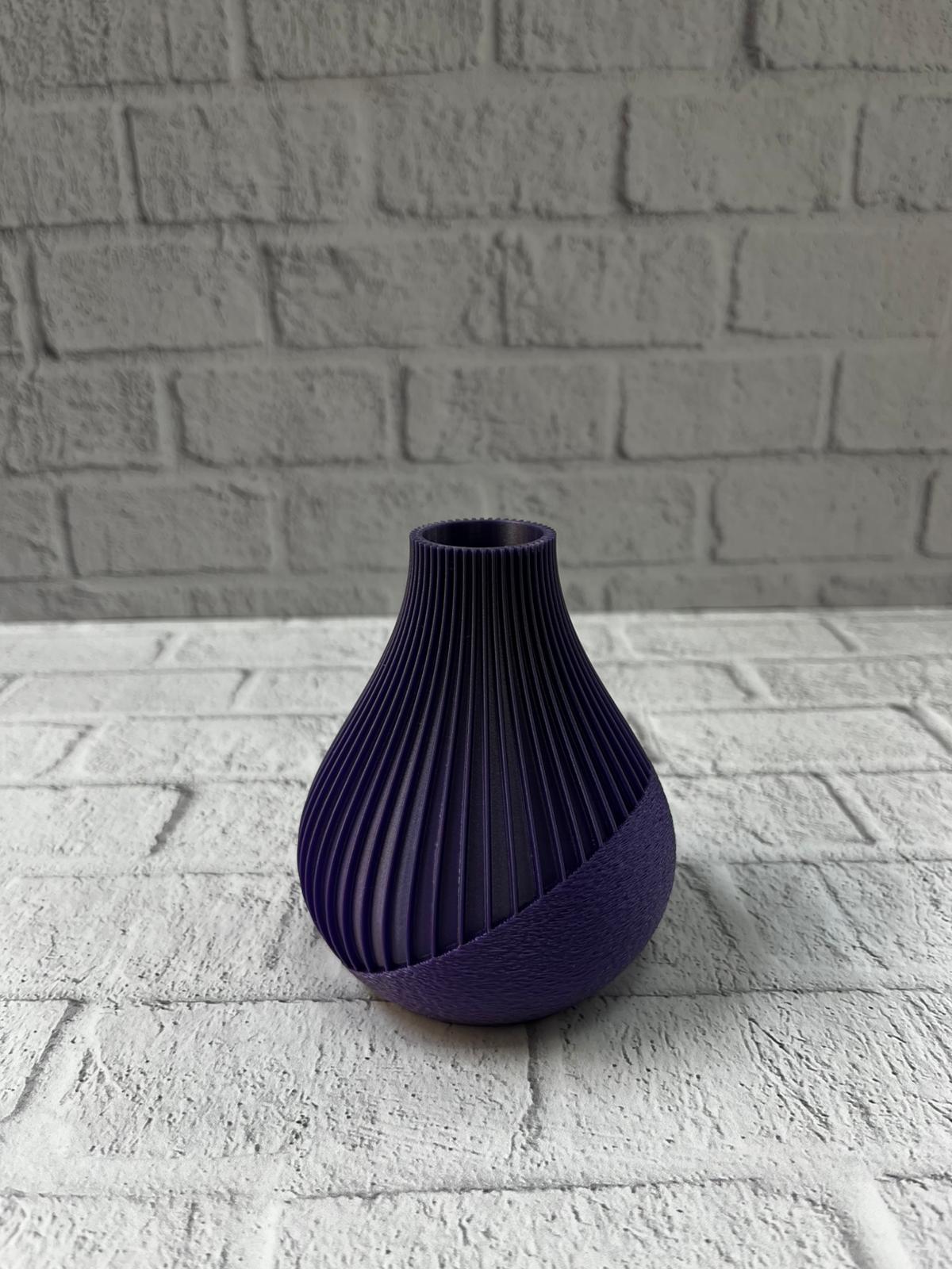 Mor Çizgili Dekoratif Vazo 11 cm Modern Tasarım Aksesuar