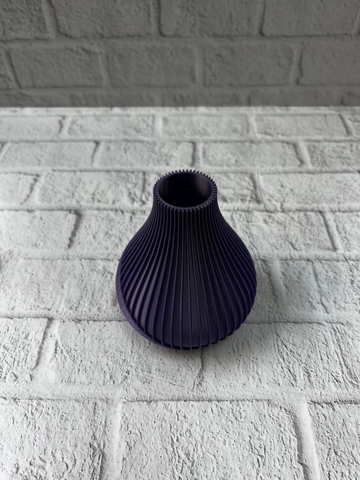 Mor Çizgili Dekoratif Vazo 11 cm Modern Tasarım Aksesuar