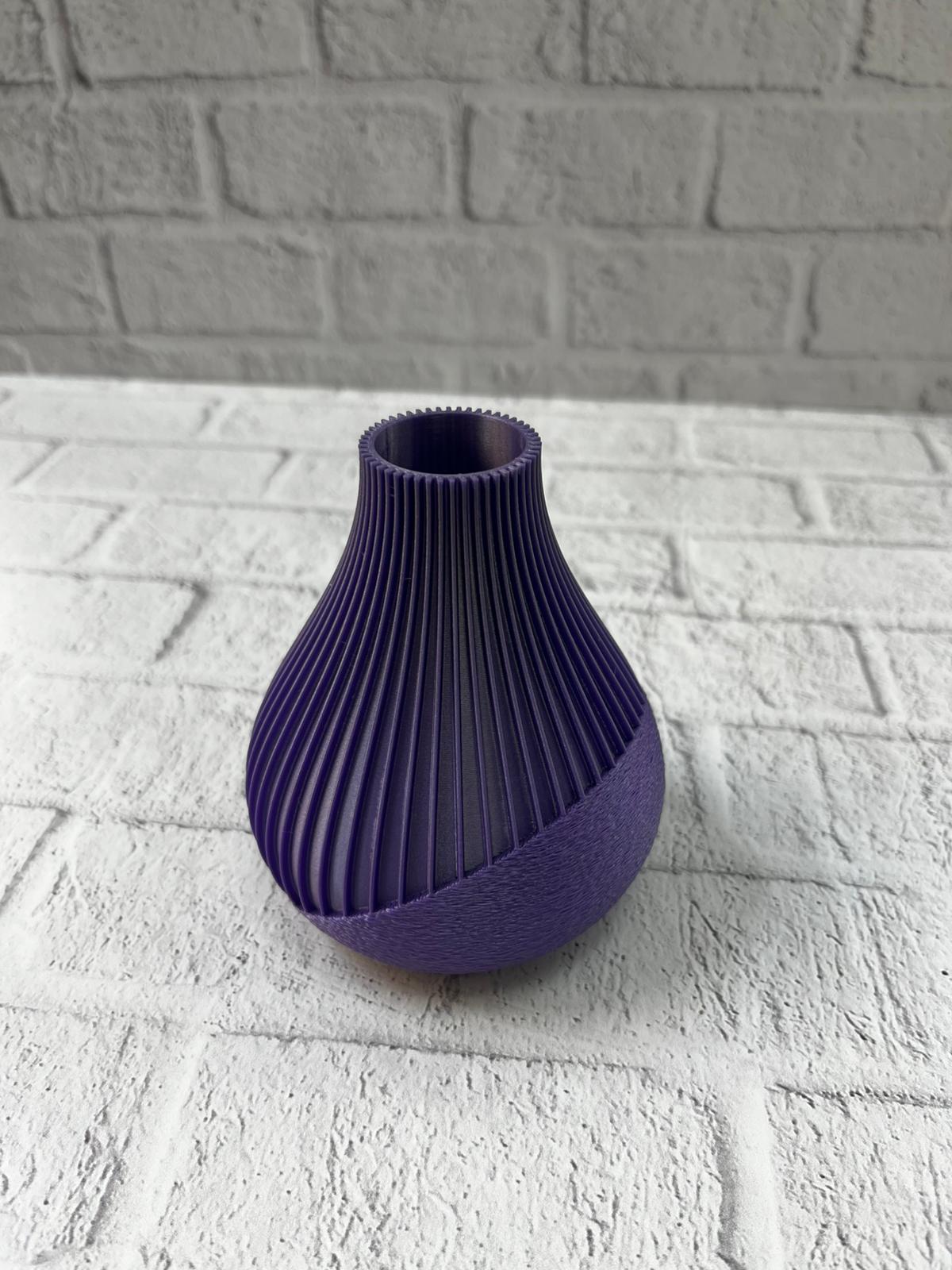 Mor Çizgili Dekoratif Vazo 11 cm Modern Tasarım Aksesuar