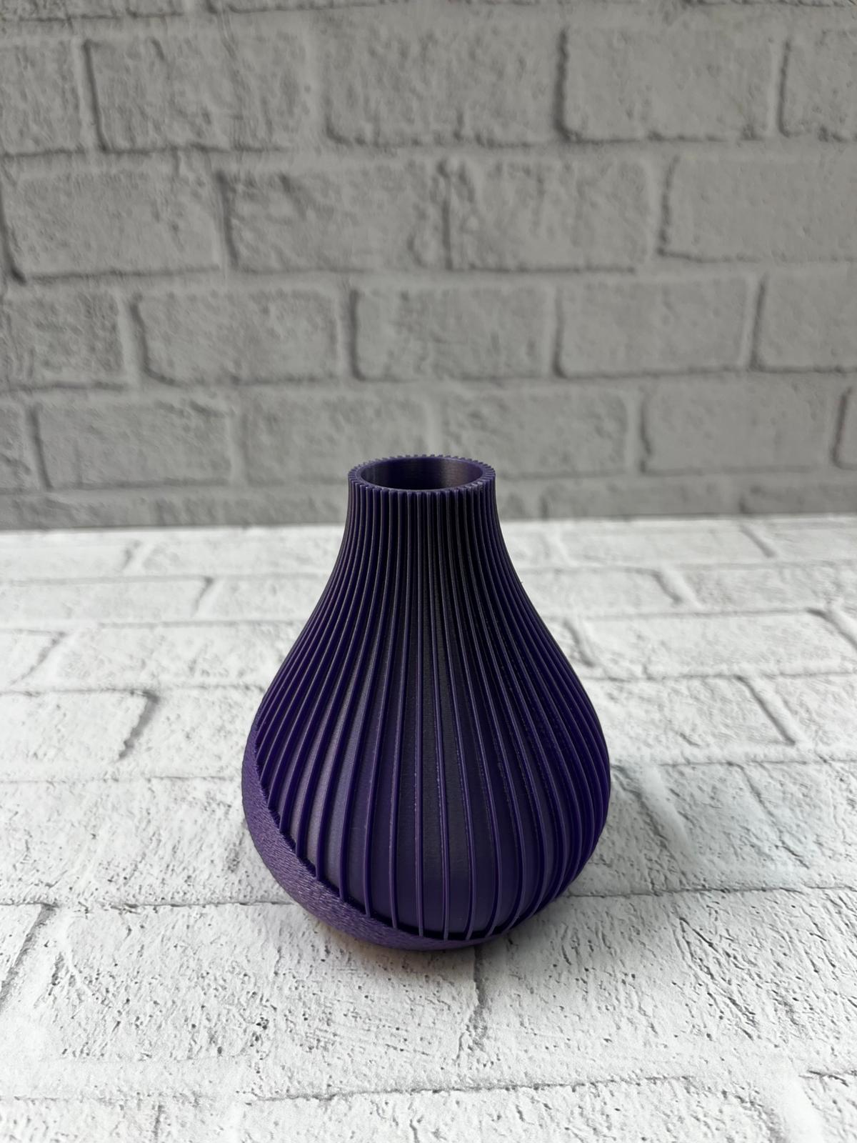 Mor Çizgili Dekoratif Vazo 11 cm Modern Tasarım Aksesuar