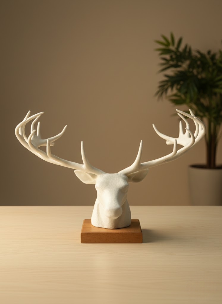 Dekoratif Geyik Başı Heykel 25 cm Modern Minimal Tasarım