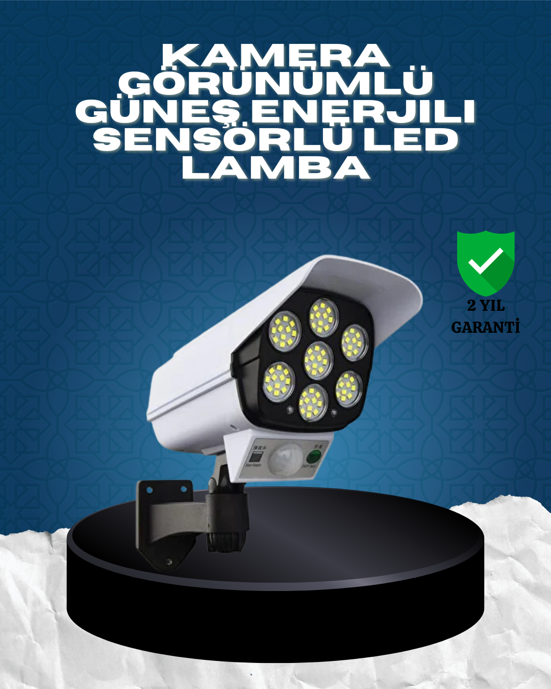 Güneş Enerjili Kamera Görünümlü Hareket Sensörlü LED Duvar Lambası Uzaktan Kumandalı