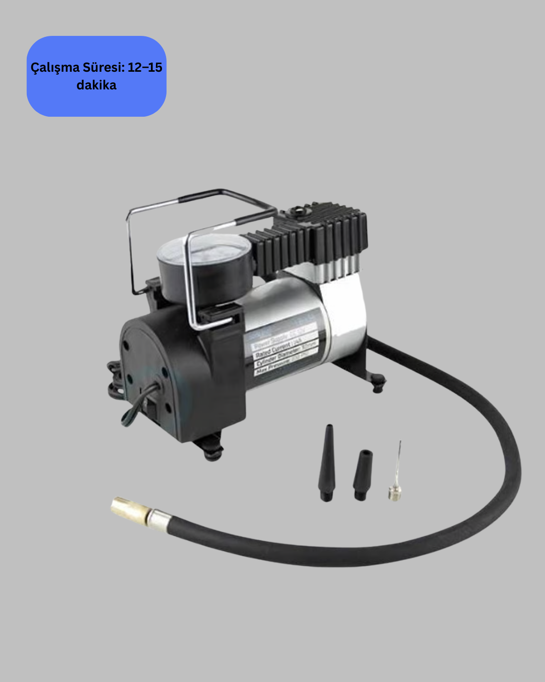 Araç Çakmak Girişli Metal Hava Kompresörü 10A Güçlü Motor