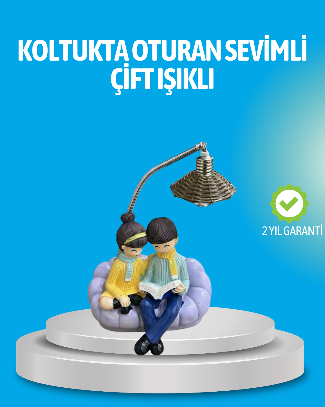 Romantik Çift Figürlü Okuyan Çift Masa L