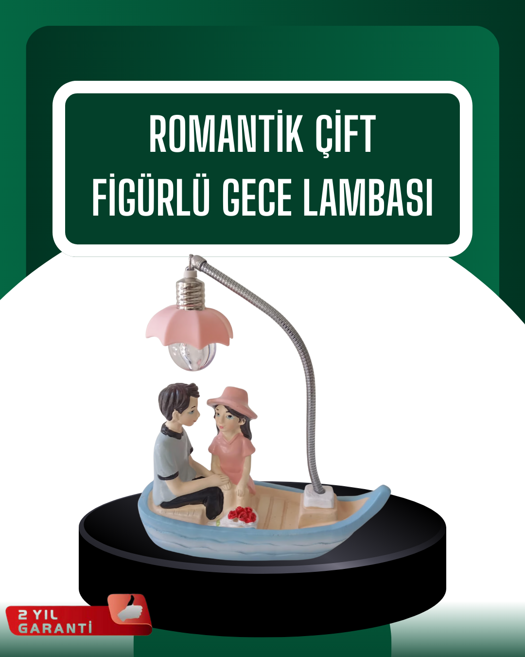 El Ele Tutuşan Çift Figürlü Dekoratif Gece Lambası Romantik Tasarım