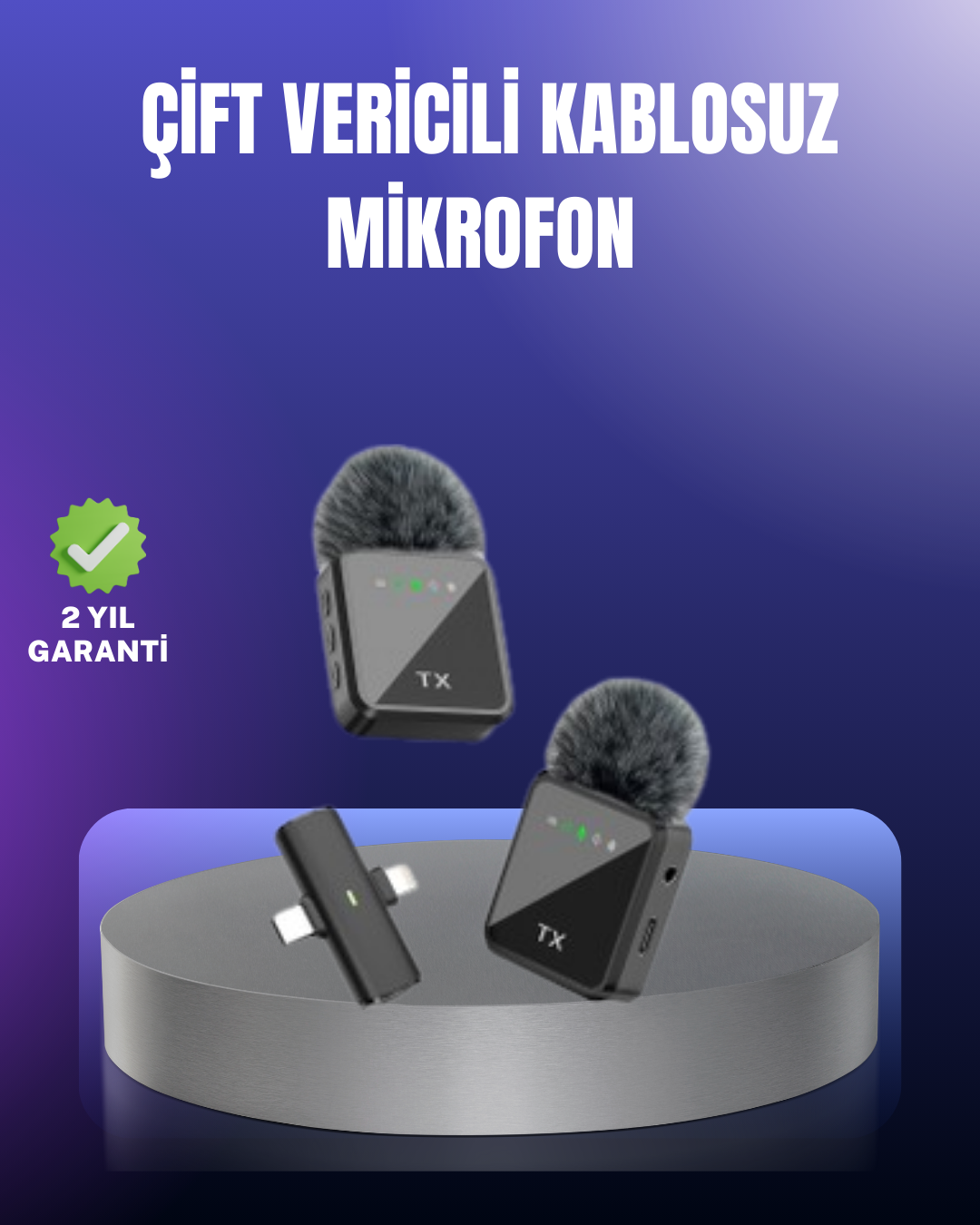 Vlog Podcast ve Röportajlar İçin Kablosuz Çift Yaka Mikrofon