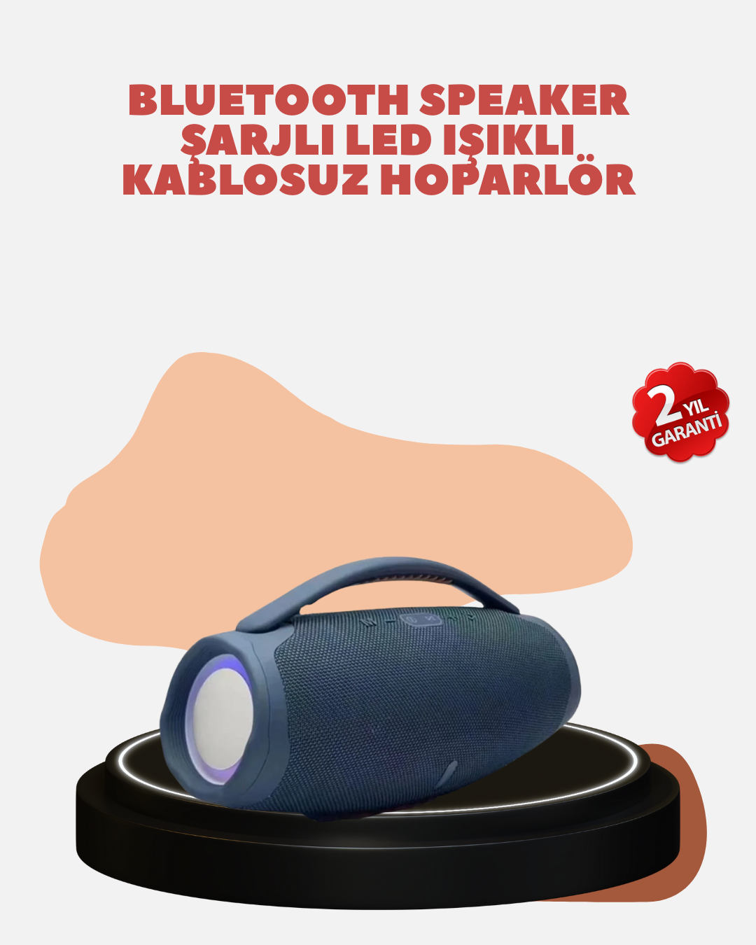 Renkli LED Efektli Suya Dayanıklı Taşınabilir Kablosuz Hoparlör