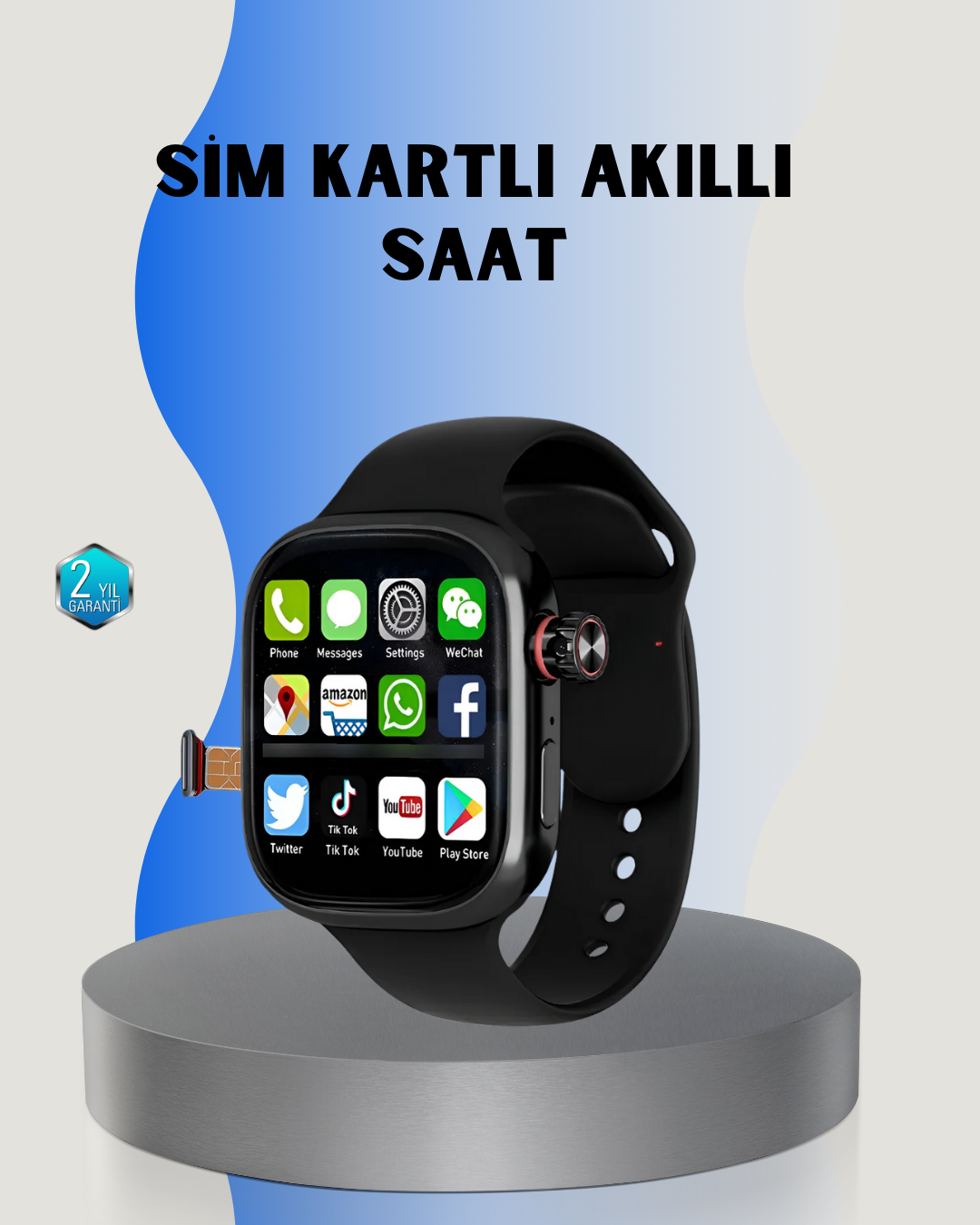 Adımsayar ve Nabız Ölçerli SIM Kartlı Akıllı Saat