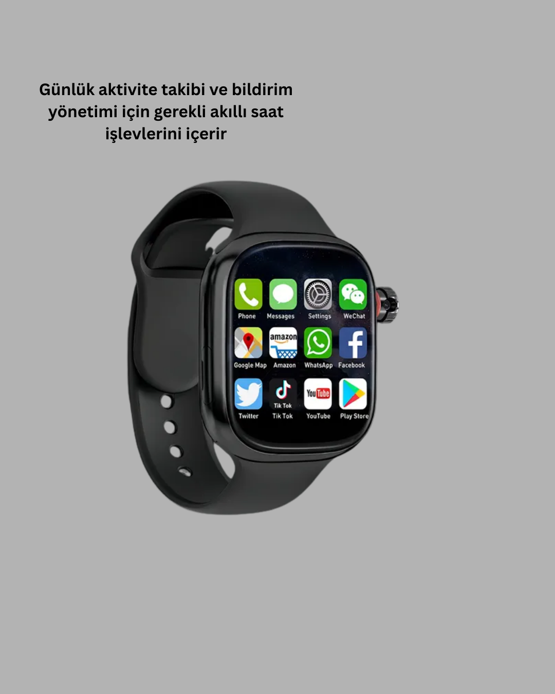 Sesli Arama Özellikli SIM Kartlı Siyah Akıllı Saat