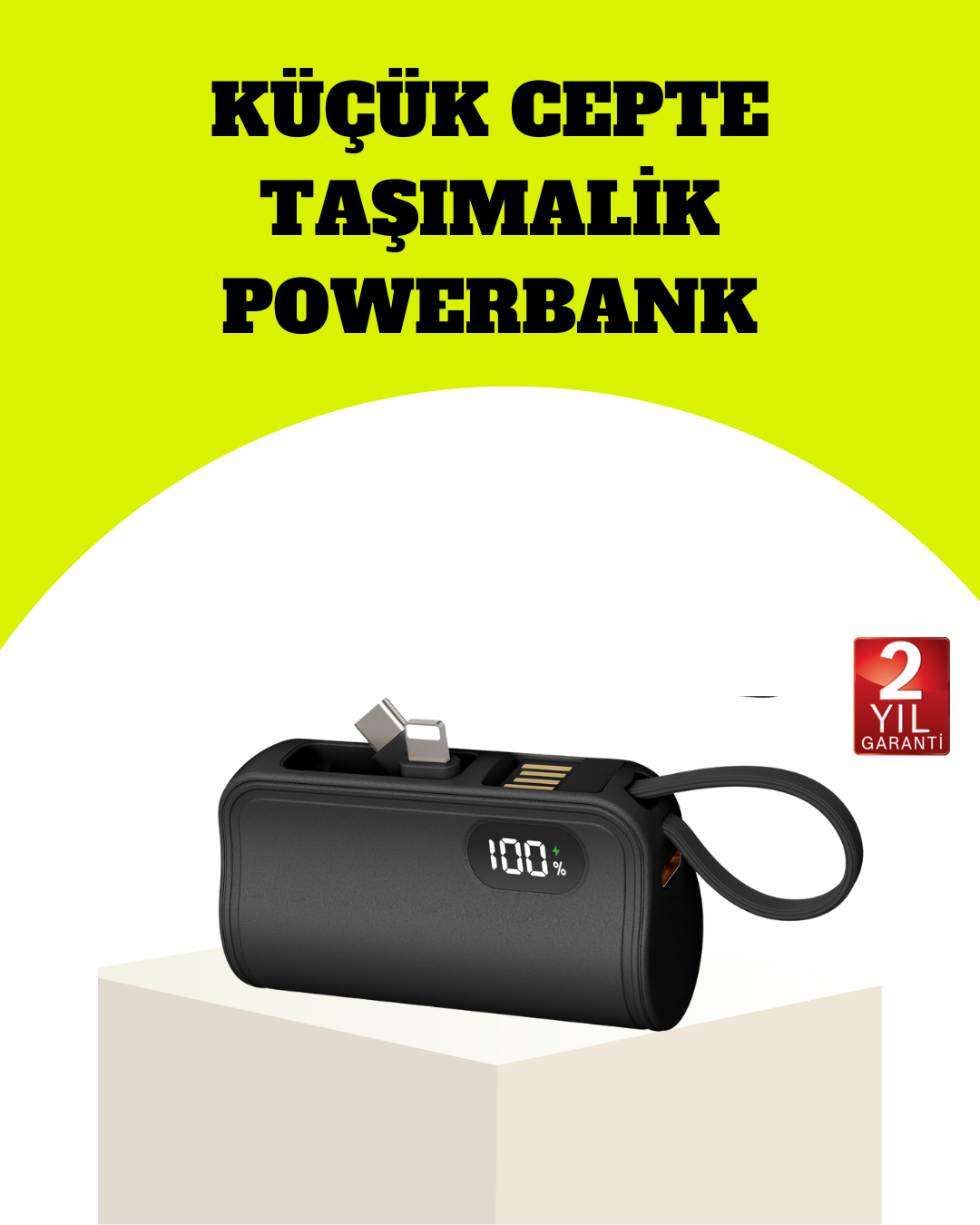 Dahili Type-C Konektörlü Mini 2000mAh Powerbank