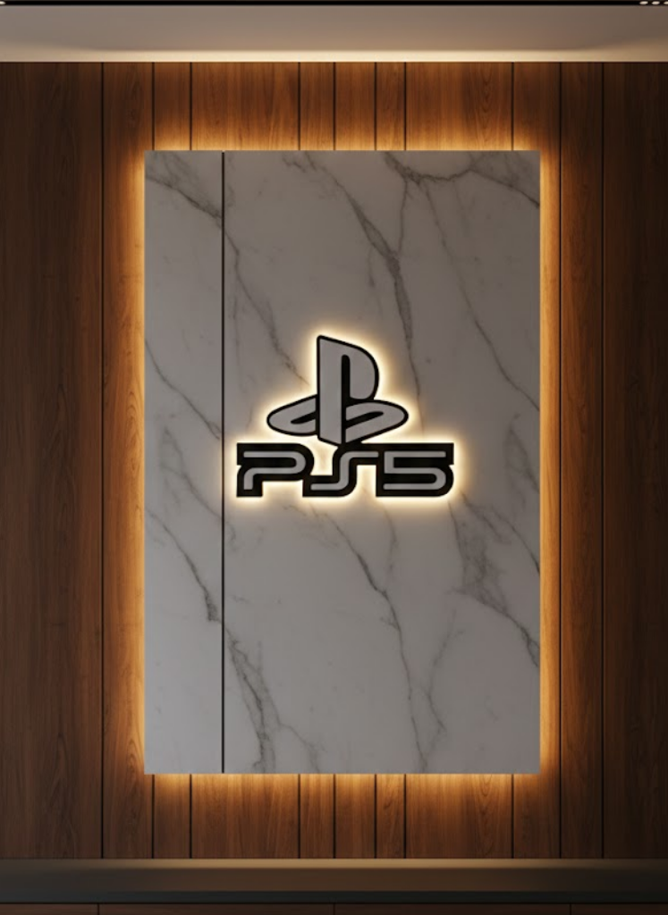 PS5 Logo Dekoratif Duvar Süsü Oyun Odası ve Salon Uyumu